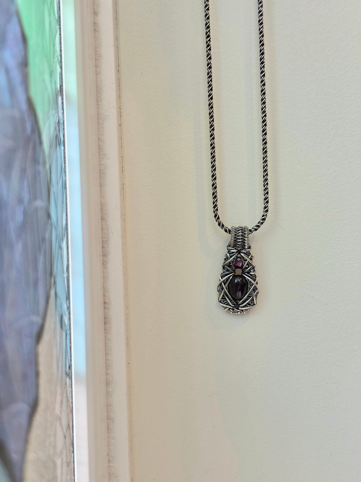 Garnet DropWeave Pendant Double