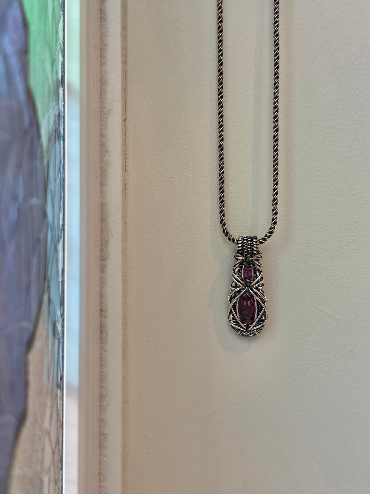 Rhodolite Garnet DropWeave Pendant Double