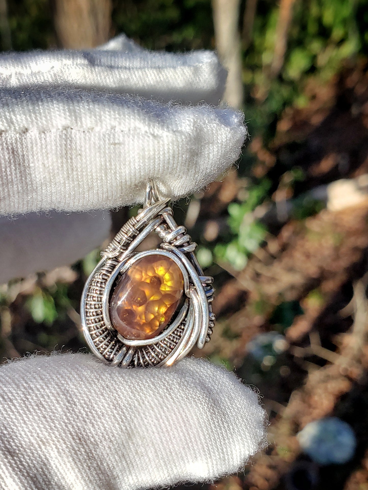 Fire Agate Free Flow Pendant