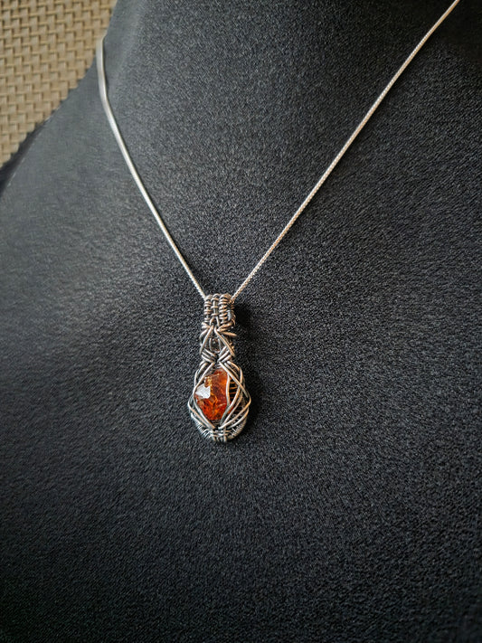 Hessonite Garnet and Smoky Quartz DropWeave