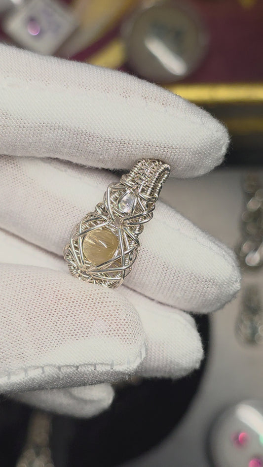 Rutilated Quartz and Moonstone DropWeave