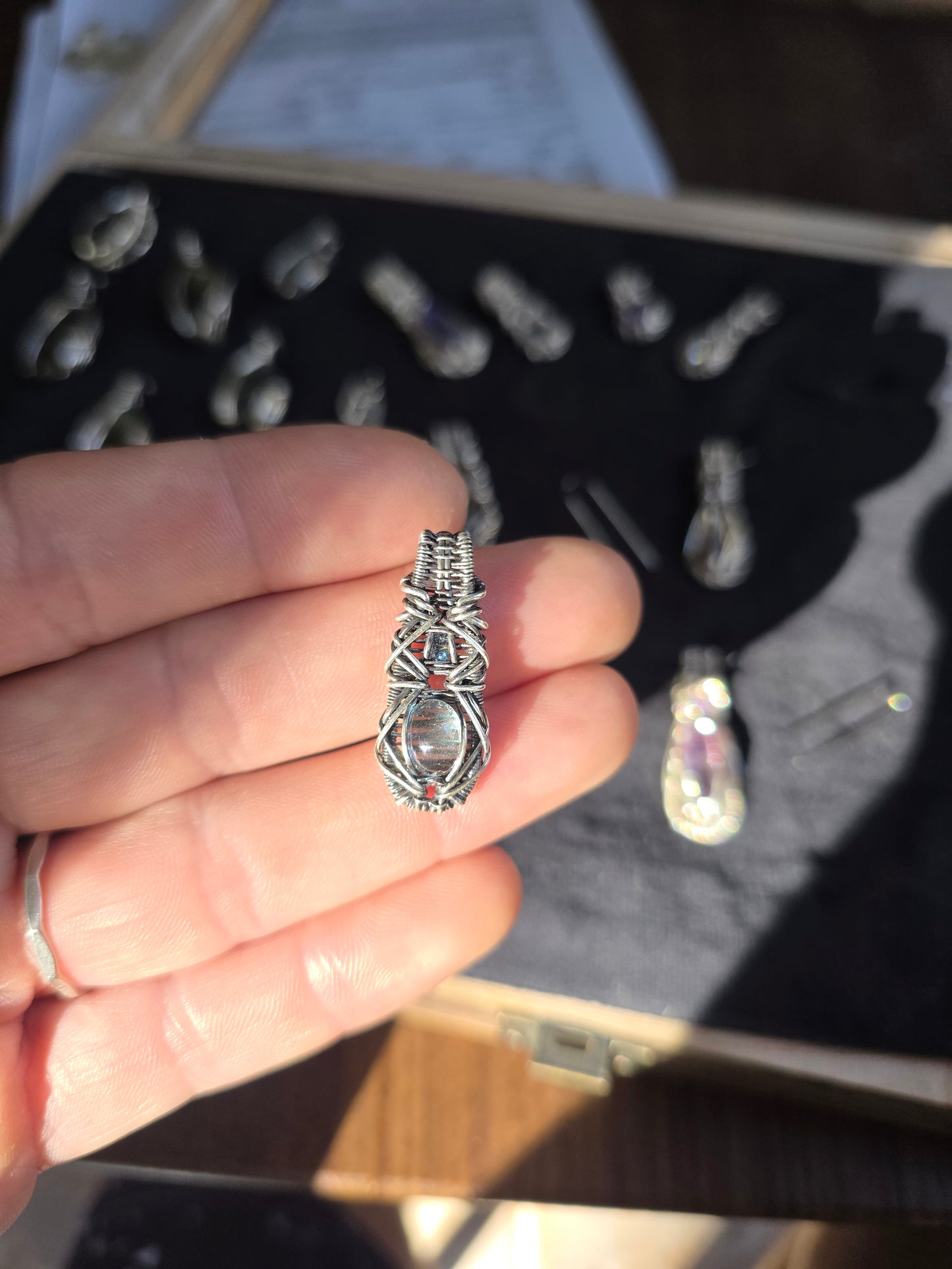 Aquamarine and sapphire DropWeave