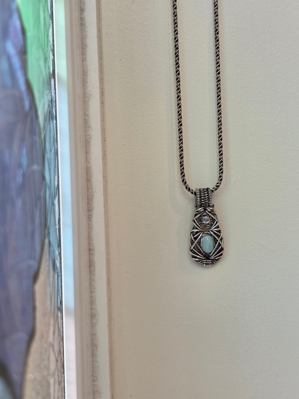Opal and Natural Zircon DropWeave Pendant