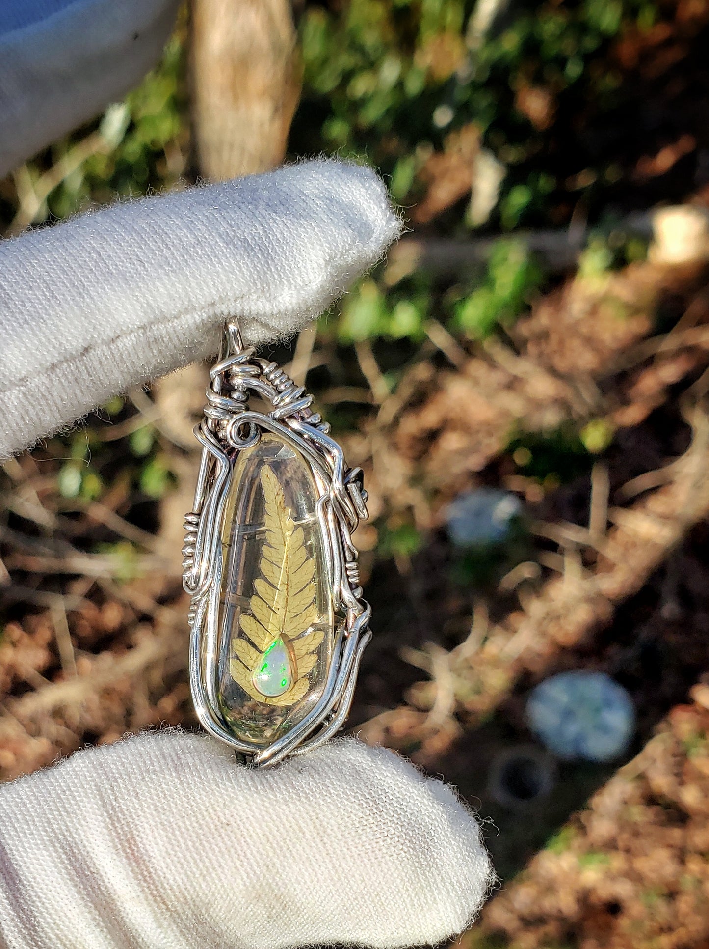 Fern with Opal Flow Pendant