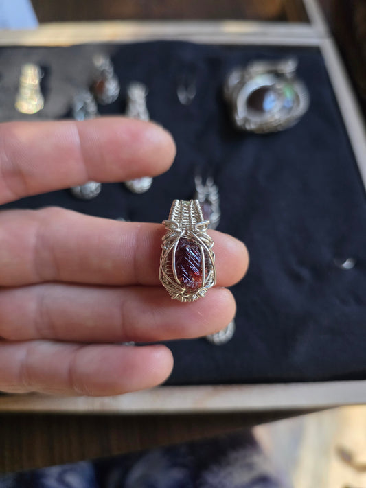 Etched Spessartine Garnet DropWeave