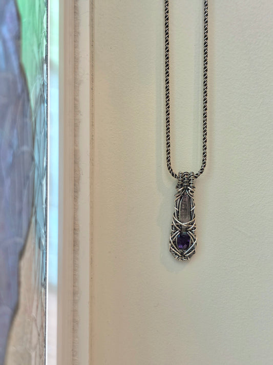 Amethyst Heart and Crystal DropWeave Pendant
