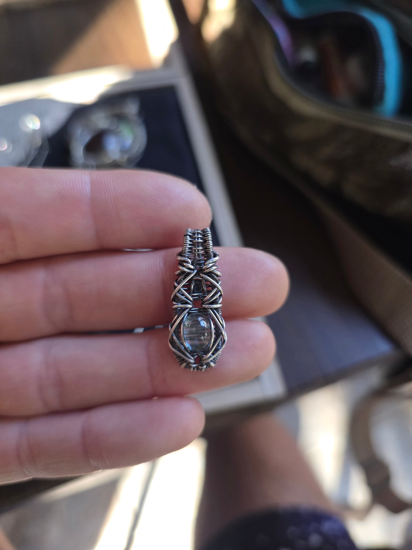 Aquamarine and sapphire DropWeave