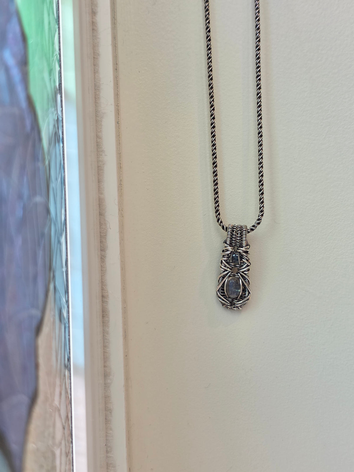 Labradorite and Sapphire DropWeave Pendant