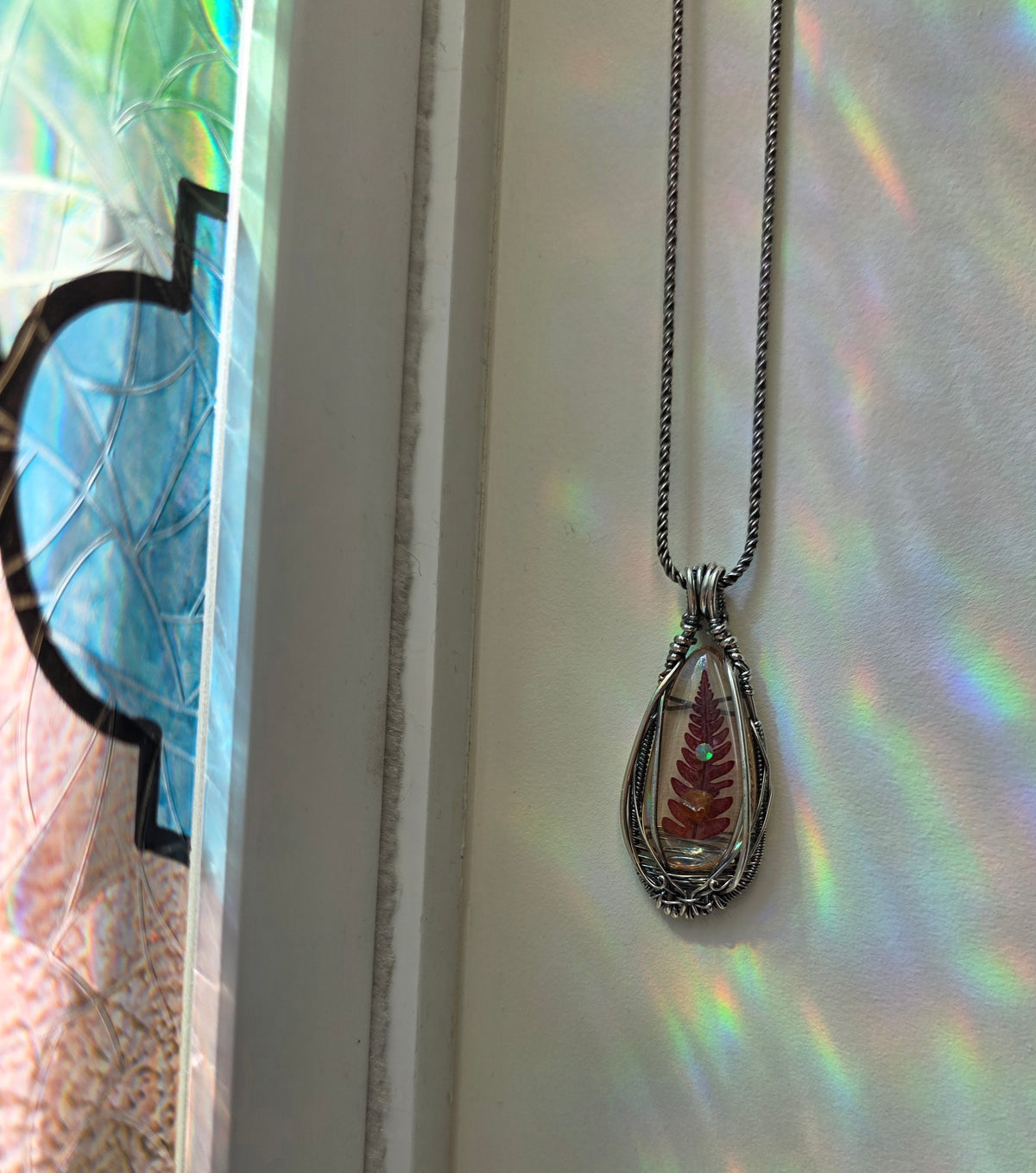 Red Fern DropWeave Pendant